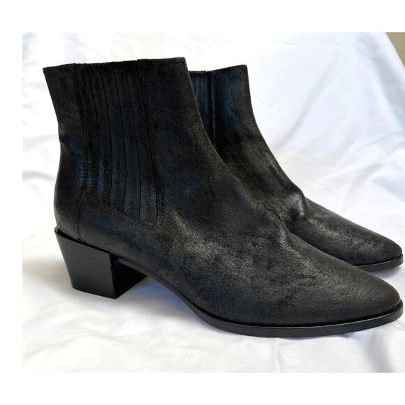 Rag & Bone Black Leather Block Heeled Rover Ankle Chelsea Boots, 10.5, 41 - Picture 1 of 6